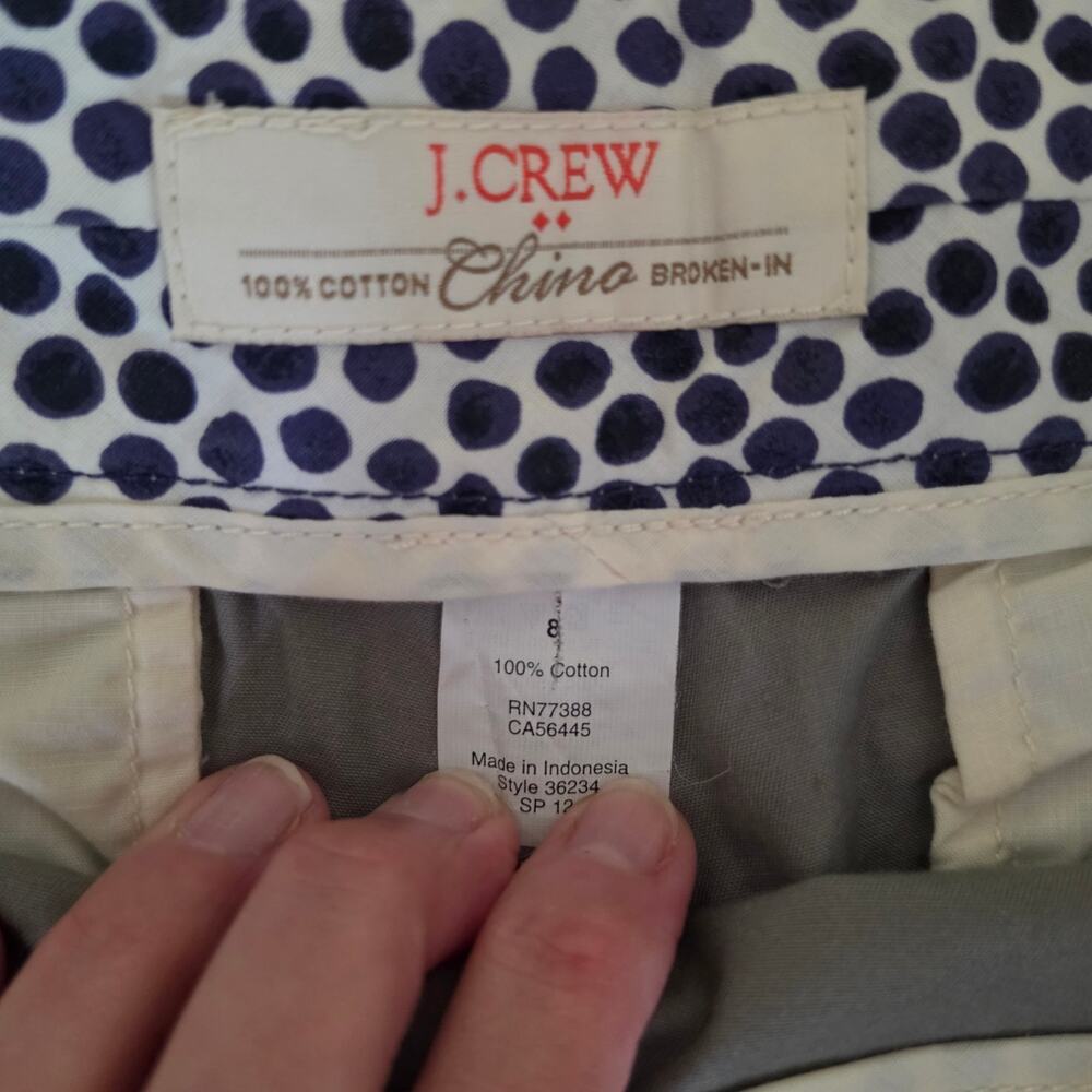 J. Crew Women's Size 8 Gray 100% Cotton Broken-In Chino Shorts - Picture 3 of 6